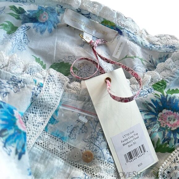 LOVESHACKFANCY **NWT** Farley Crop Top in Blueberry Cloud - Picture 11 of 11